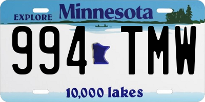 MN license plate 994TMW