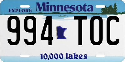 MN license plate 994TOC