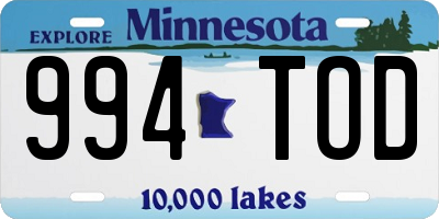 MN license plate 994TOD