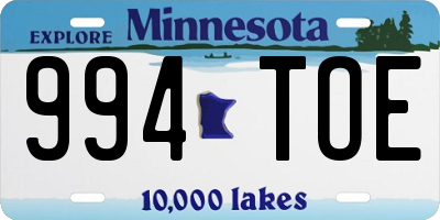 MN license plate 994TOE