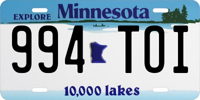 MN license plate 994TOI