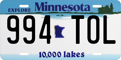 MN license plate 994TOL
