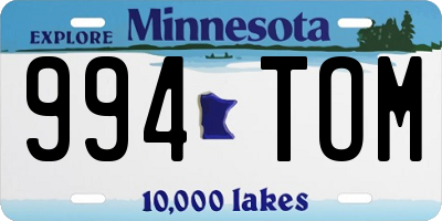 MN license plate 994TOM