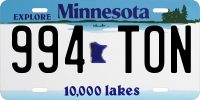 MN license plate 994TON