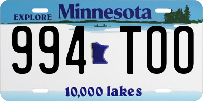 MN license plate 994TOO