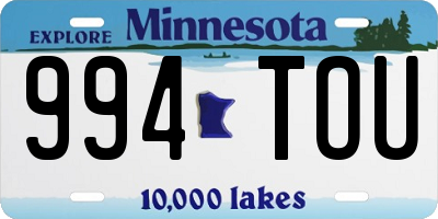 MN license plate 994TOU