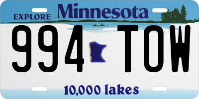 MN license plate 994TOW