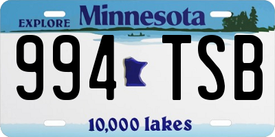 MN license plate 994TSB