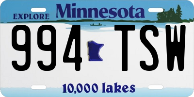 MN license plate 994TSW