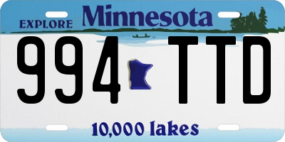 MN license plate 994TTD