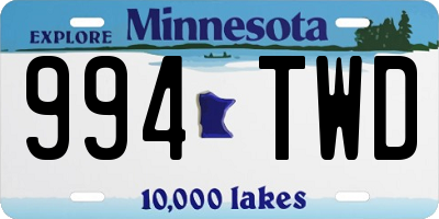 MN license plate 994TWD