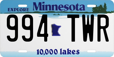 MN license plate 994TWR