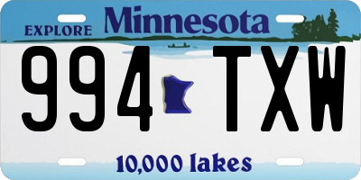 MN license plate 994TXW