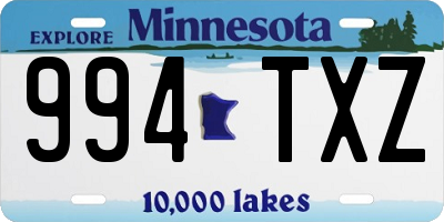 MN license plate 994TXZ