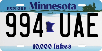 MN license plate 994UAE