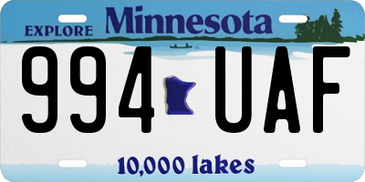MN license plate 994UAF