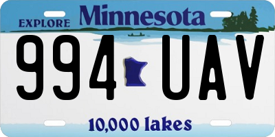 MN license plate 994UAV