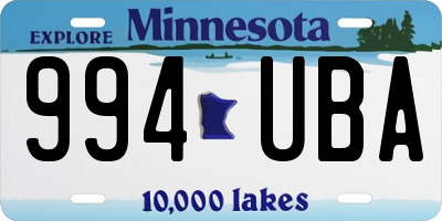 MN license plate 994UBA