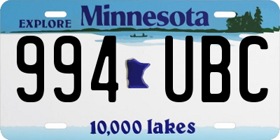 MN license plate 994UBC
