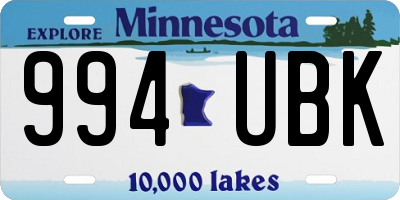 MN license plate 994UBK