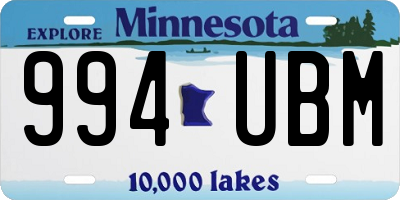 MN license plate 994UBM
