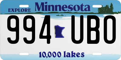MN license plate 994UBO