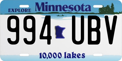 MN license plate 994UBV