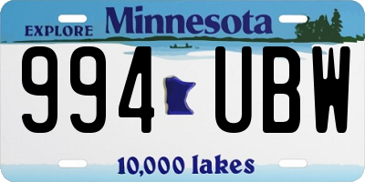 MN license plate 994UBW