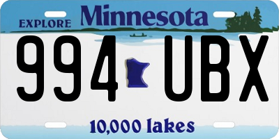 MN license plate 994UBX