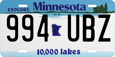MN license plate 994UBZ