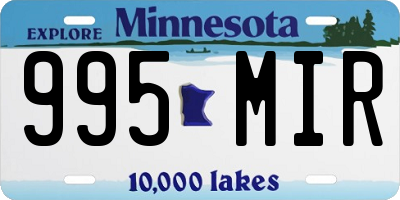MN license plate 995MIR