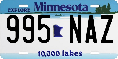 MN license plate 995NAZ