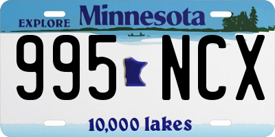 MN license plate 995NCX
