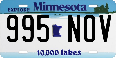 MN license plate 995NOV