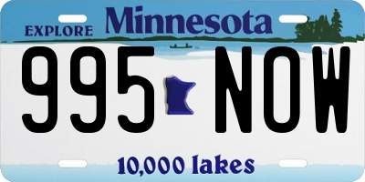 MN license plate 995NOW