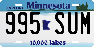 MN license plate 995SUM