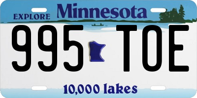 MN license plate 995TOE