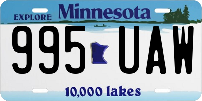MN license plate 995UAW