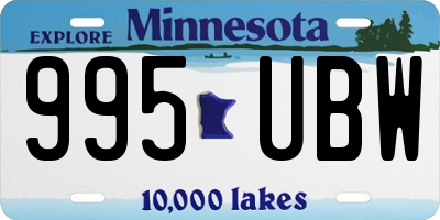 MN license plate 995UBW