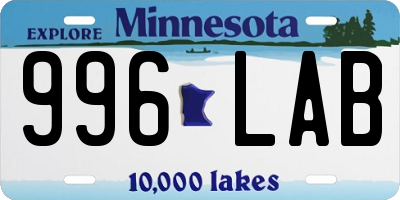 MN license plate 996LAB