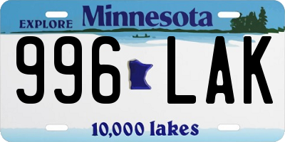 MN license plate 996LAK