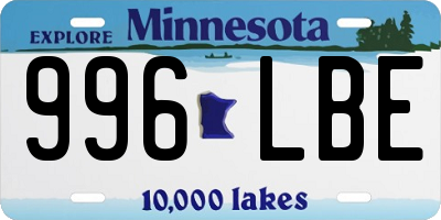 MN license plate 996LBE