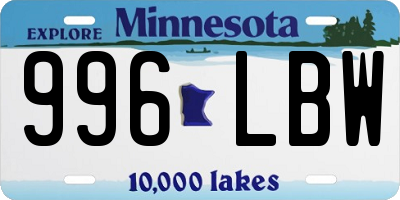 MN license plate 996LBW
