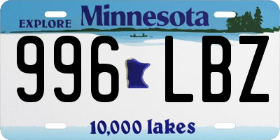 MN license plate 996LBZ