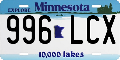 MN license plate 996LCX
