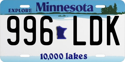 MN license plate 996LDK