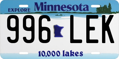 MN license plate 996LEK