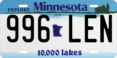 MN license plate 996LEN