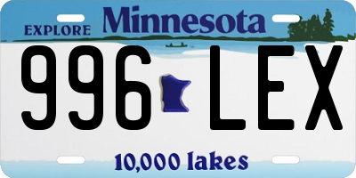 MN license plate 996LEX