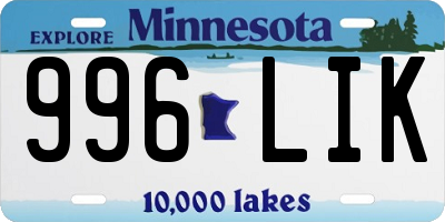 MN license plate 996LIK